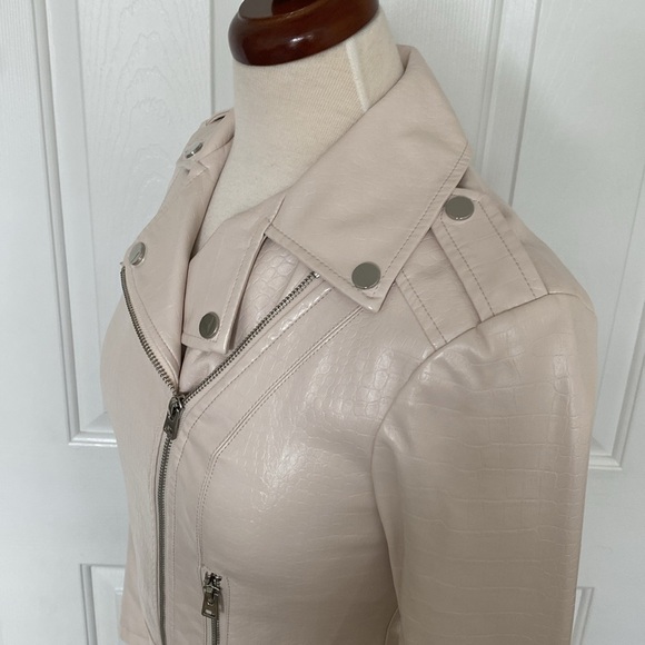 Bar lll Faux Leather Moto Jacket Natural White X-Small - Picture 5 of 11